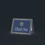 1 Photo Hebrew Name Bar Mitzvah Navy Gold Script Thank You Card<br><div class="desc">A thoughtful way to thank family and friends for coming to your bar mitzvah is to give them a stylish customized photo thank you card they can save as a keepsake. Picture and all wording are simple to personalize or delete. If you prefer to hand write your message of gratitude,...</div>