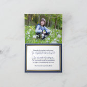 1 Photo Hebrew Name Bar Mitzvah Navy White & Gold Thank You Card (Inside)