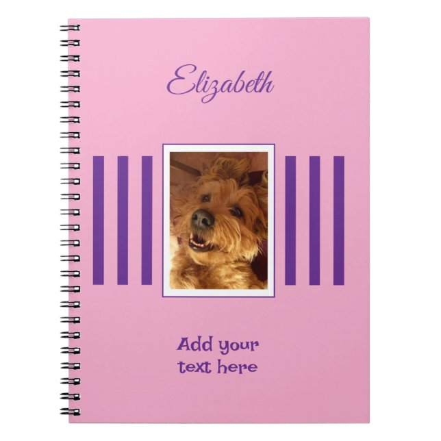 1 photo name text pink purple notebook (Front)