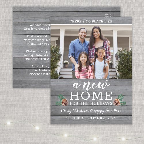 1 Photo New Home Address Modern Farmhouse Moving Holiday Postcard
