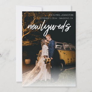 1 Photo Newlyweds Announcement - White