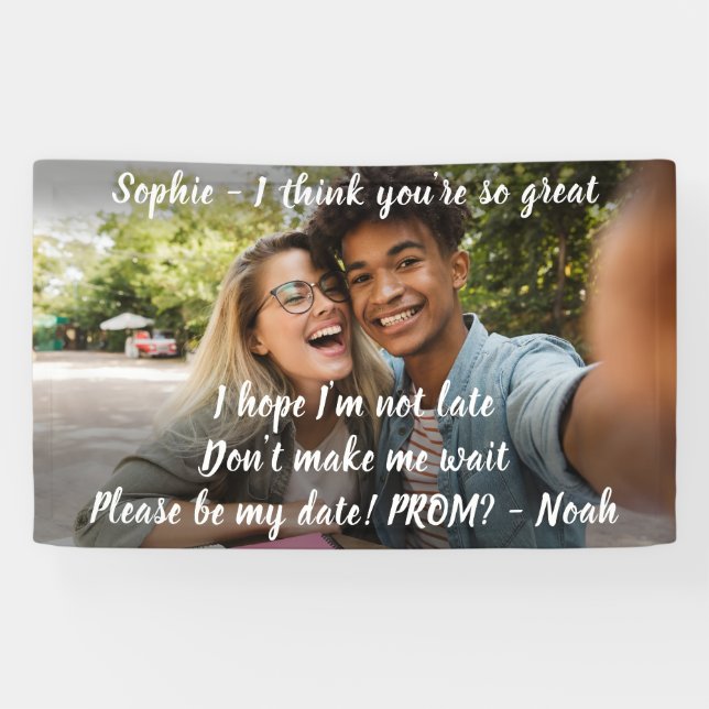 1 Photo Prom or HOCO Proposal Cute Promposal Idea Banner (Horizontal)