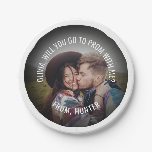 1 Photo Prom or HOCO Proposal Cute Promposal Idea Paper Plates (Front)