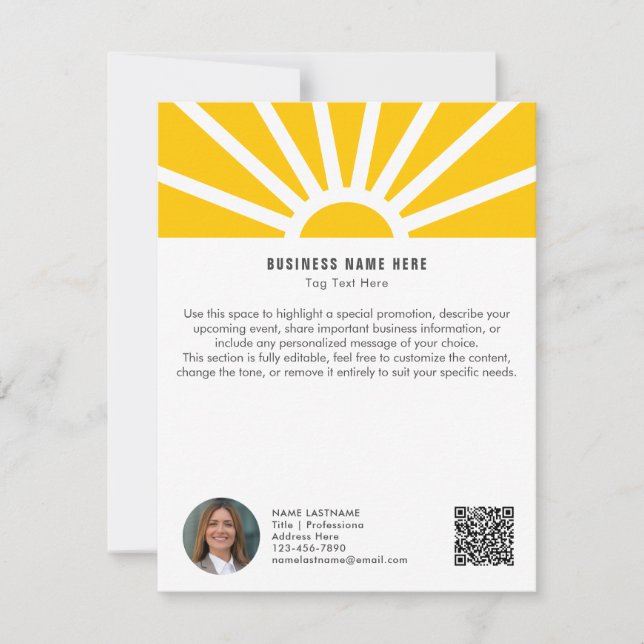 1 | Photo QR Sunrise Minimalist Business Info Card (Front)