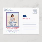 1 Photo Red White & Blue Graduation Save the Date Announcement Postcard (Back)