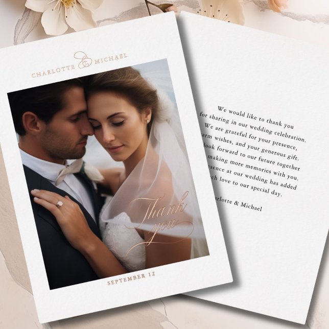 1 Photo, Rose-Gold-Foil, THANK YOU! Foil Invitation (1 Photo, Rose-Gold-Foil, THANK YOU! Foil Invitation)