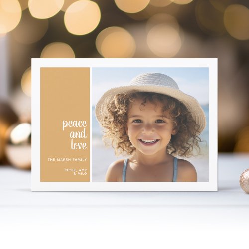 1 Photo Simple Minimal Christmas peace love Holiday Card