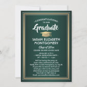 1 Photo Virtual Graduation Party Green Gold White Invitation (Front)