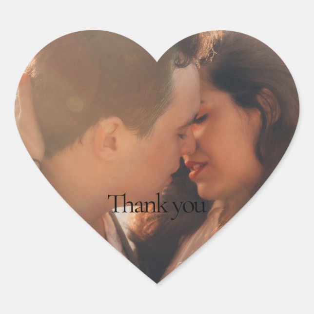 1 Photo Wedding Thank You Heart Sticker (Front)