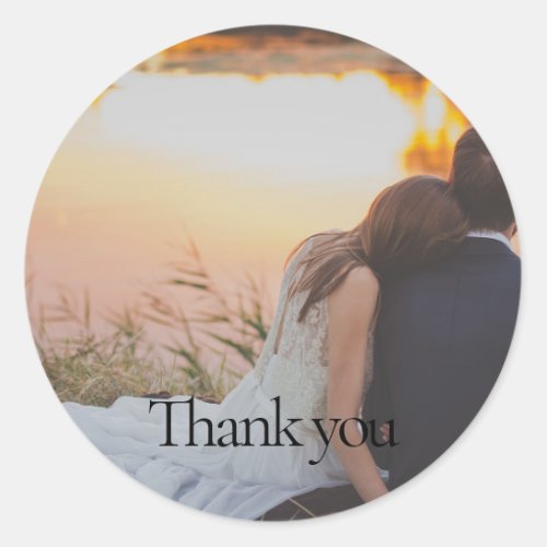 1 Photo Wedding Thank You Round Sticker