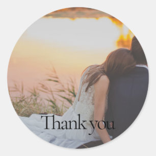 1 Photo Wedding Thank You Round Sticker