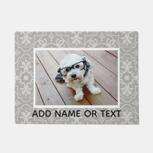 1 Photo with Farmhouse Tile Pattern and Text Doormat