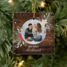 1 Photo Wreath Christmas ornament Vintage Wood