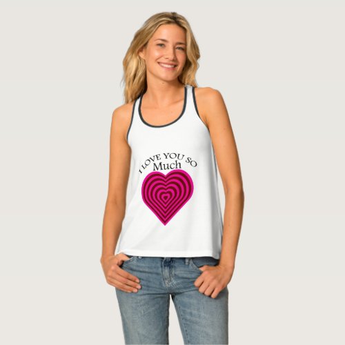 1 pink black heartMulti pink color I love you stri Tank Top