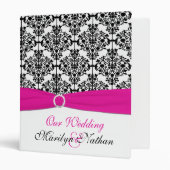 1" Pink, White and Black Damask Wedding Binder (Front/Inside)