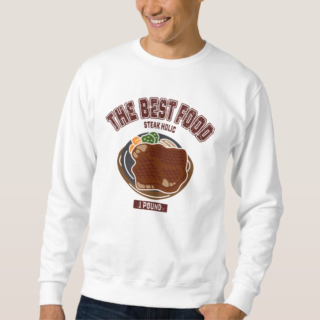 1-pound steak (college-style illustration) sweatshirt (Front)