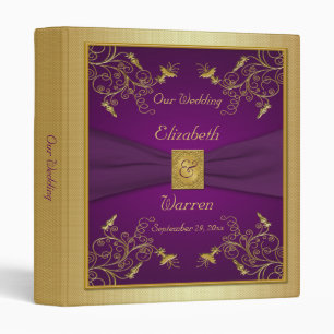 1" Purple and Gold Floral Wedding Binder