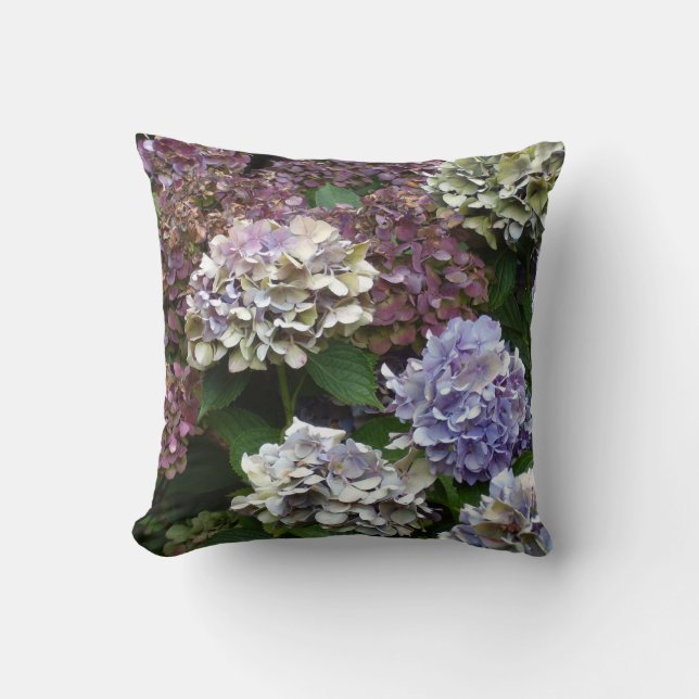 1 Purple Lavender Blue Hydrangeas Throw Pillow (Front)