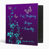 1" Purple, Teal Floral, Butterfly Wedding Binder (Front/Inside)