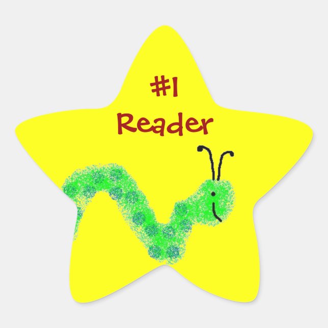 #1 Reader Bookworm Star Sticker (Front)