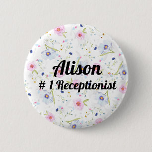# 1 Receptionist - funny, novelty, editable Button
