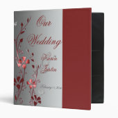 1" Red and Silver Floral Wedding Binder (Front/Inside)