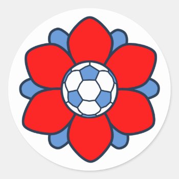 1 Red Soccer Girl Awesome Classic Round Sticker by SportsGirlStore at Zazzle