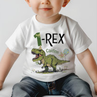 1-Rex Cute Dinosaur Theme 1st Birthday Party Name 