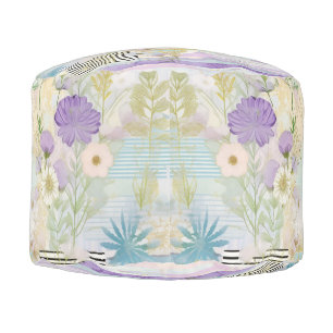 *~* 1 Round Pastel Floral Ethereal Flowers Pouf
