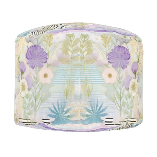 *~* 1 Round Pastel Floral Ethereal  Flowers Pouf