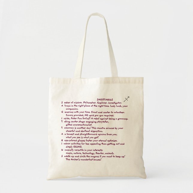 1-SAGITTARIUS Nov 22-Dec 21 tote bag poem (Front)