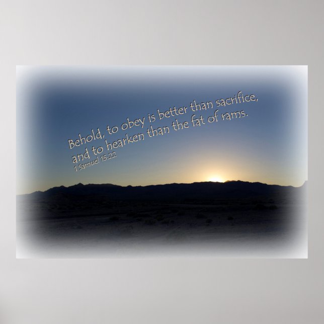 1 Samuel 15:22 Sunset White Border Poster (Front)