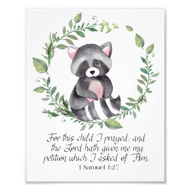 1 Samuel 1:27, Scripture Art, KIds Nursery Decor Photo Print (Front)