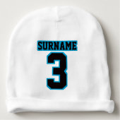 1 Side Beanie WHITE BLACK BLUE Football Jersey (Front)