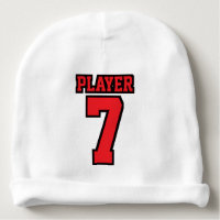 1 Side Beanie WHITE RED BLACK Football Jersey