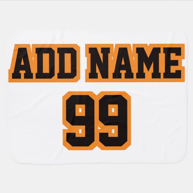 1 Side Blanket WHITE BLACK ORANGE Football Jersey (Horizontal)