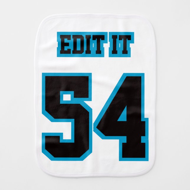 1 Side Burp Cloth WHITE BLACK BLUE Football Baby (Front)