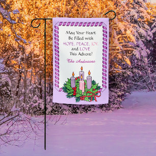 1-sided Advent Wreath and Best Wishes Garden Flag