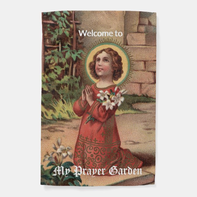 1-sided Boy Jesus Kneeling in a Garden (M 055) Flag (Front)