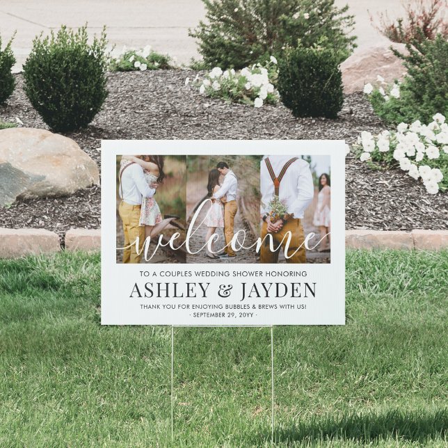 1 Sided Couples Bridal Shower 3 Photo Welcome Yard Sign (Creator Uploaded)