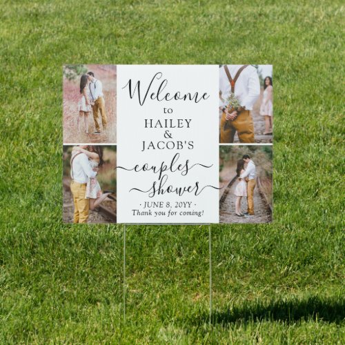 1 Sided Couples Bridal Shower 4 Photo Welcome Yard Sign