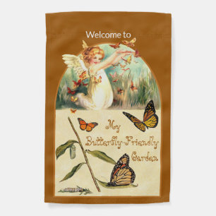 1-sided Cute Angel Freeing Butterflies (M 068) Garden Flag