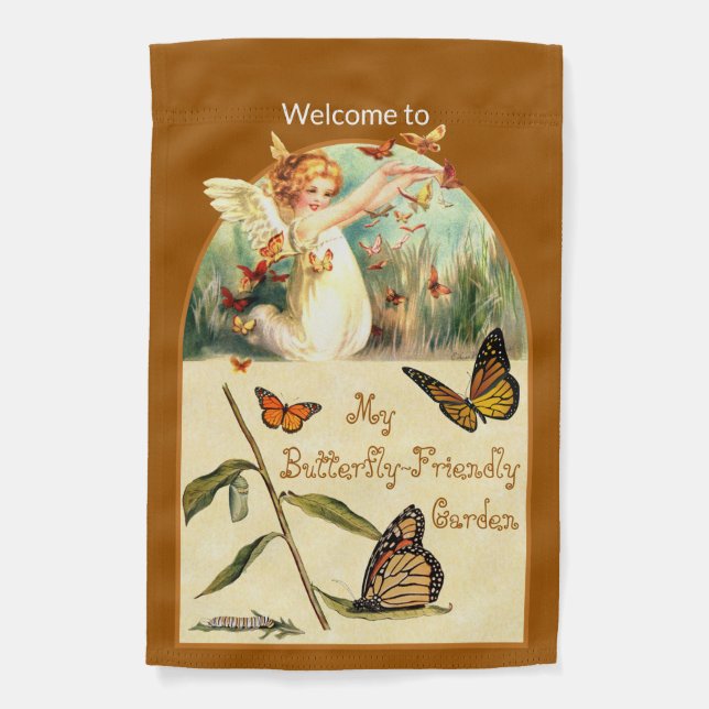 1-sided Cute Angel Freeing Butterflies (M 068) Garden Flag (Front)