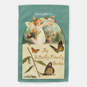 1-sided Cute Angel Freeing Butterflies (M 068) Garden Flag