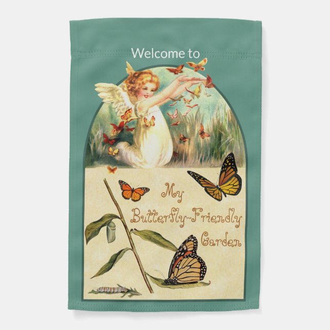 1-sided Cute Angel Freeing Butterflies (M 068) Garden Flag (Front)