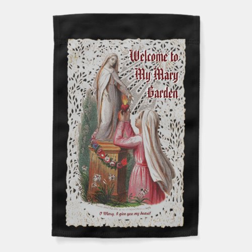 1_sided Girl Giving Her Heart to the BVM BL 03 Garden Flag