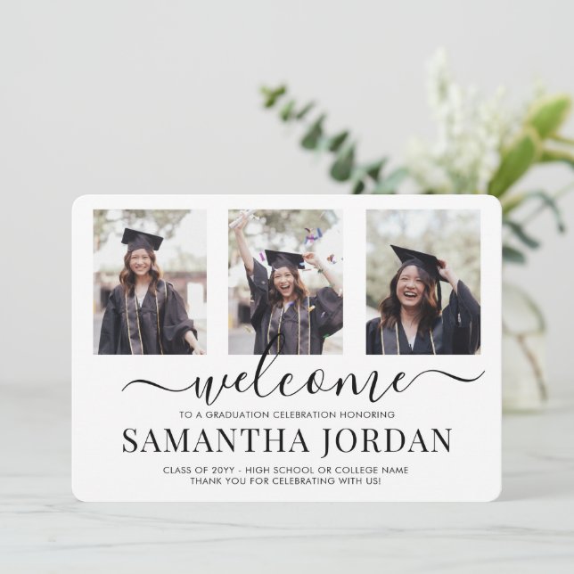 1 Sided Graduation Party Welcome 3 Photo  (Standing Front)