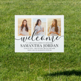 1 Sided Graduation Party Welcome 3 Photo Yard Sign