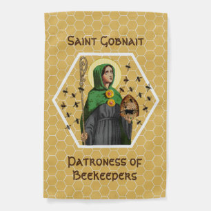 1-sided Hexagonal Portrait of St Gobnait (SAE 003) Garden Flag