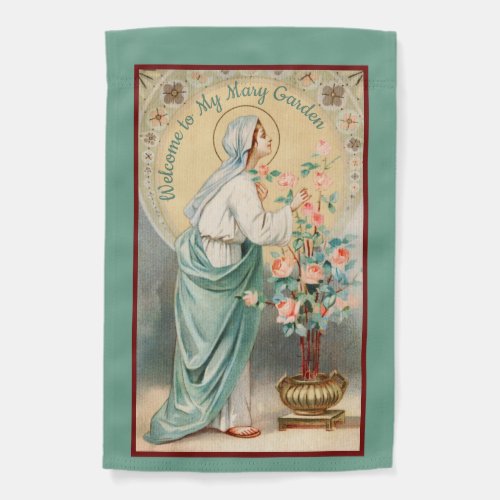 1_sided Mary Mystical Rose Potted Rose Bush Garden Flag